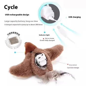 Shake Bird Electric Cat Toy Classic Style Simulation Sparrow Bird Stick for Parrot and Dog Playtime