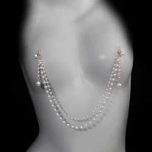 Sexy Non Piercing Pearl Nipple Bra Chain for Women Crystal Gold Chest Nipple Jewelry Body Chain Accessories Gift