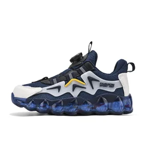 Soft Sole Running and Basketball Mesh Popular Kids Sport Shoes for Big Boys and Girls Rotating Buckle Children's Sports Shoes