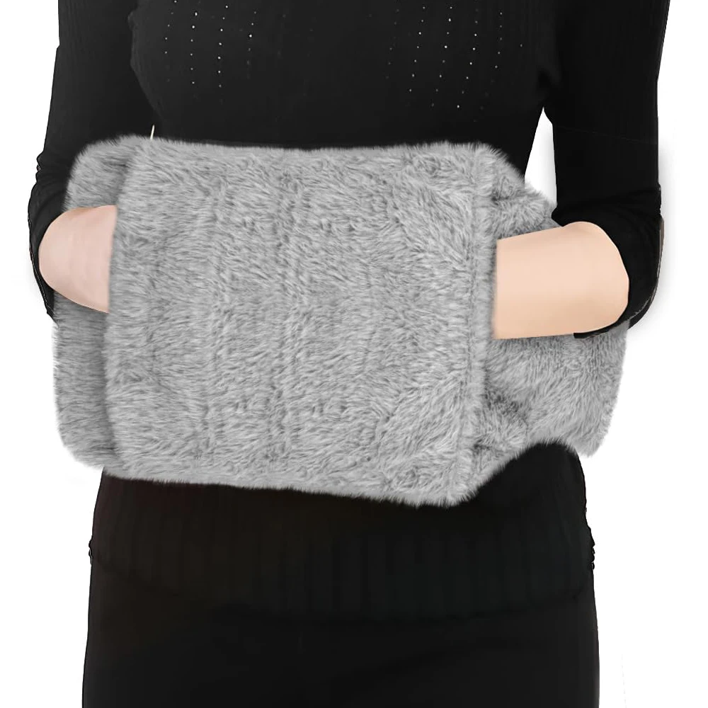 wholesale custom plush hot water bag cover with pocket for winter hand warmer quick supply hot water bottles cover