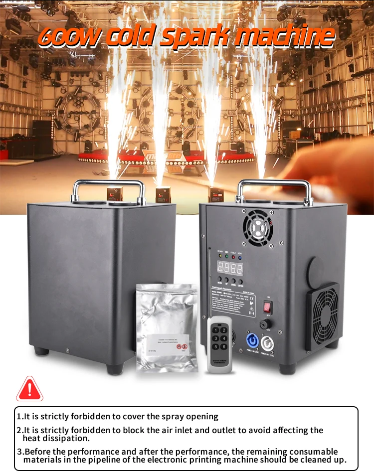 Cold Spark Machine 600W for DJs - Remote DMX Control Party Light