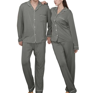 Ultra Soft Bamboo Unisex Men's Pajamas Adult Pyjama Comfy Loungewear Couple PJ Pajama Set Custom Lounge Sets