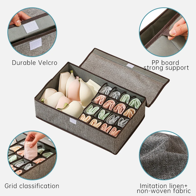 Home Drawer Divider Storage Box Foldable Closet Storage Organizer Basket Fabric Organization Bins for Clothes
