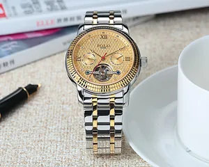 High Quality 20mm Stainless Steel Flying Wheel True Diamond Mechanical Wristwatch Luxury Business Style Water Shanghai Charm