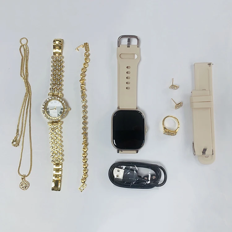 Multi Into 1 Packing Girls Ladies Women Gift Sets Diamond Bracelet Necklace Ring Earring A58 Plus Smart Watch