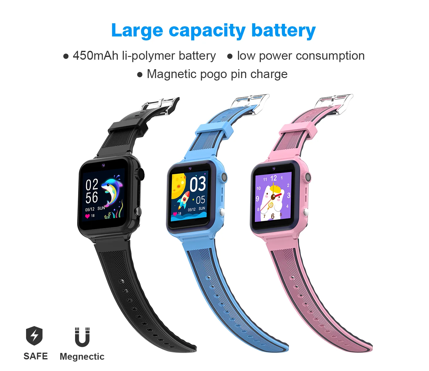 VALDUS 4G HD Video IP67 Waterproof Kid Smart Watches Long Term Battery Life Digital Time Watch A13