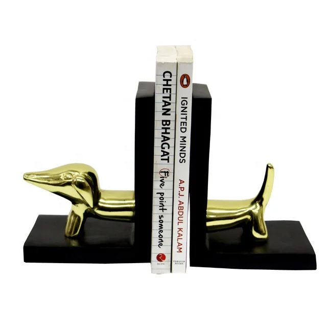Animal Book Ends Table and Room Decoration Accessories Metal Craft Book Stand Color Bookend in Gold and Black Artesign Desk Top