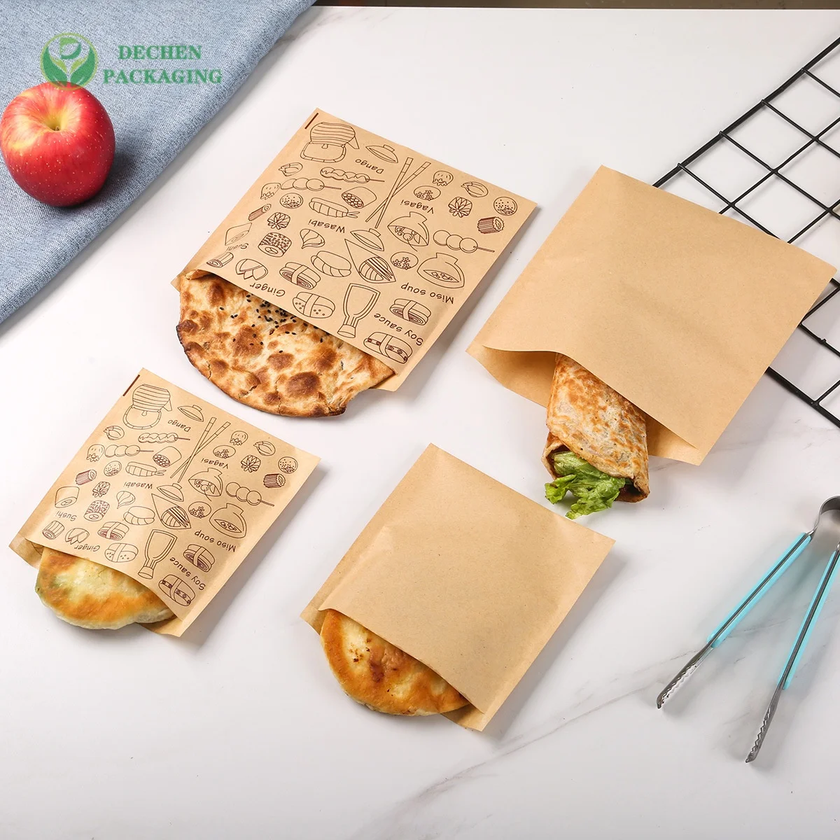Food Packing Bag Wax Paper Food Bags Disposable Snack Bags