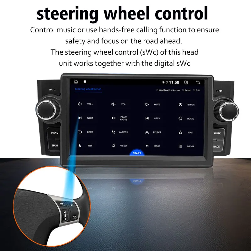 Android Car Audio Multimedia Player Dashboard GPS Navigation Wireless Carplay & MP3 Fiat Linea Grande Punto USB 1-Year Warranty