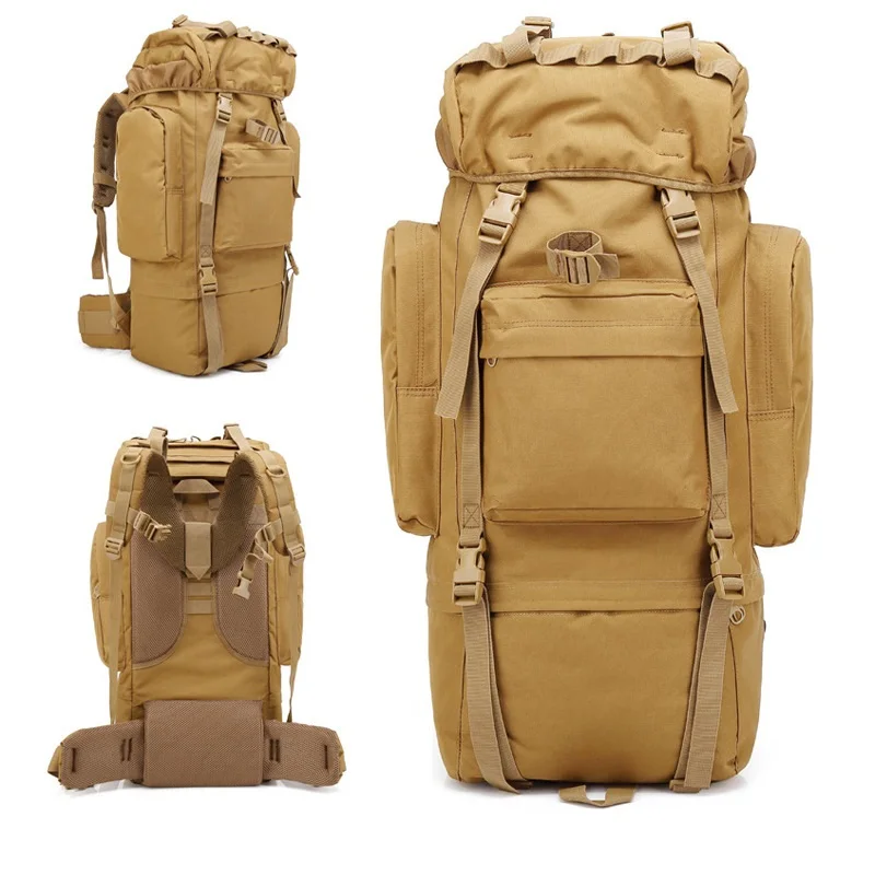 65L Camping Molle Bag Waterproof Mountaineering Large Capacity Tactical Travel Backpack for Hiking Climbing factory