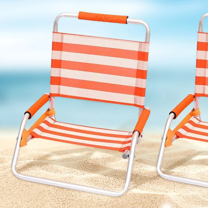 Durable Oxford Fabric Beach Chair Low-Profile Folding Sand Chair for Outdoor Use for Parks and Beaches