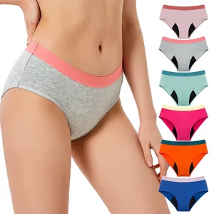 4-Layer Cotton Leakproof Period Culotte Teenage Girls High Cut Absorbent Plain Dyed Menstrual Briefs