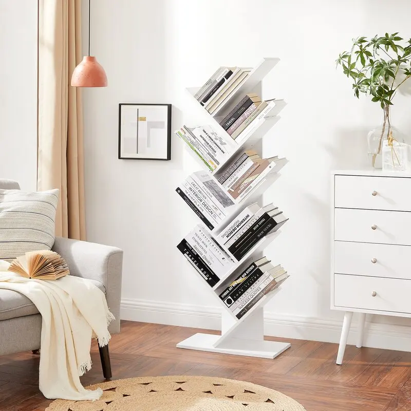 White Bookcase Bookshelf With a Unique Tree Shape Design Bookcase Wooden Bookshelf Modern Bookcase Luxury Bookshelf