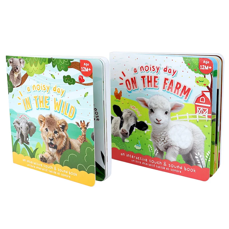 OEM Kohandatud Logoga Offsettrükk Laste Kõvakaaneline Heli-lood Paksendatud Paberkartongist Plaadiraamat Lastehariduseks Tunta ja Puuduta Raamat