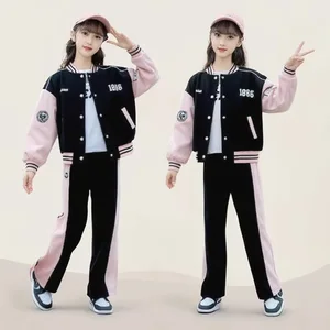 Girls Baseball Clothing Suits Spring Fall New Fashionable Trend Sports Sets Cotton Youth Teenage Outfits Clothes for Kids