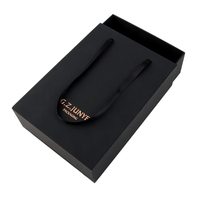 wholesale cardboard black drawer jewelry box custom logo cardboard black jewelry drawer gift box with handle