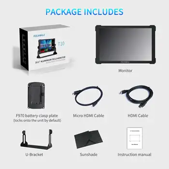 FEELWORLD T10 Professional DSLR Field Camera Monitor 10.1" Touch Screen  Aluminium OEM Factory Direct With NP-F Power Kit product image