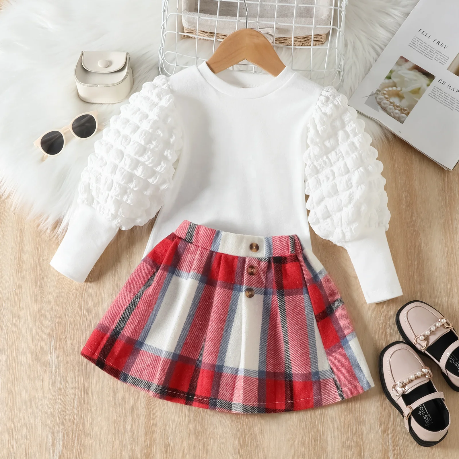 Knitted Checkerboard Maxi Skirts High Waist Split Long