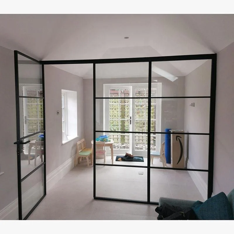 Customized Soundproof Sliding and Swing Crittall Style Interior Glass French Door