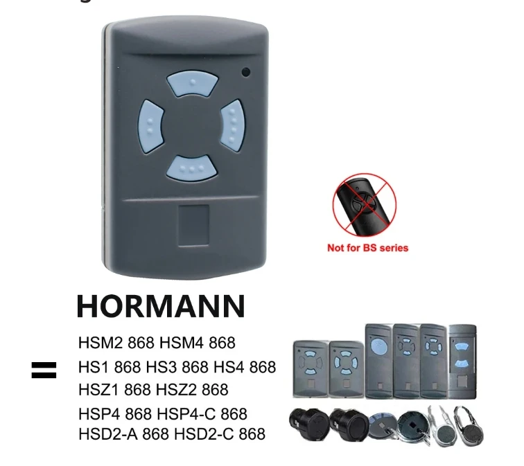 868MHz Hormann Garage Door Remote Control 4-Button Gate Opener Handheld Transmitter