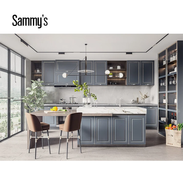 High Quality White Kitchen Cabinet Modern Kitchen Cabinets & Accessories Simple American Style Lacquer Kitchen Cabinet
