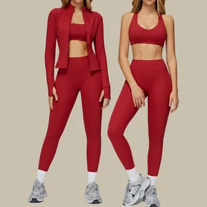 Wholesale Fitness 4 Piece Women Yoga Wear Set High Elastic Quick Dry Workout Clothing Running Sports Gym Fitness Set