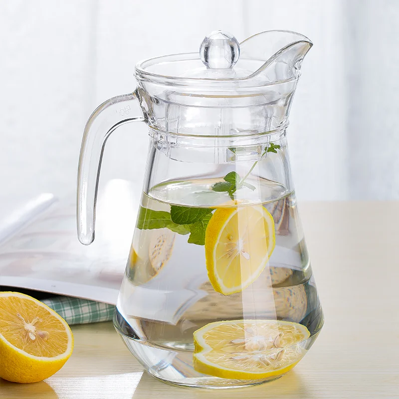 ガラス製ピッチャーとカップセット　流木　メゾンドリュストル 持続可能な家庭用ガラス製品1300ml43.96oz蓋付きのユニークな水