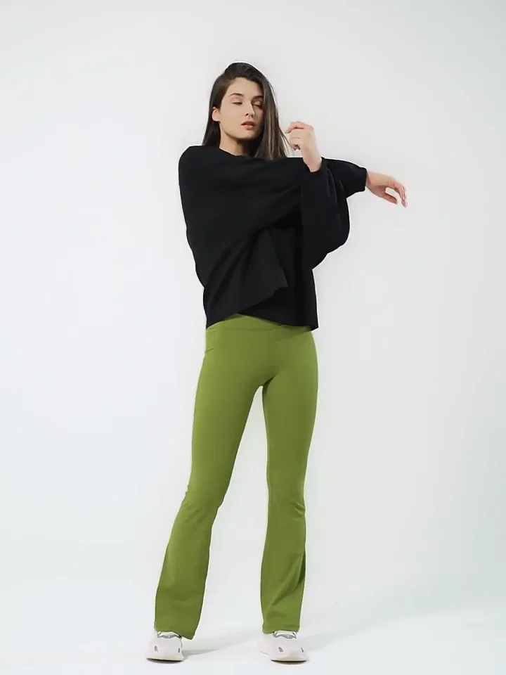 Wholesale Women High Waist Slim Fit Yoga Pants Nude Style Sports Casual