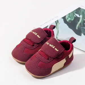 Sturdy Soft Flat TPR Soles New Design Solid Color Casual Infant Shoes All Seasons Toddler Walking Shoes for Boys and Girls