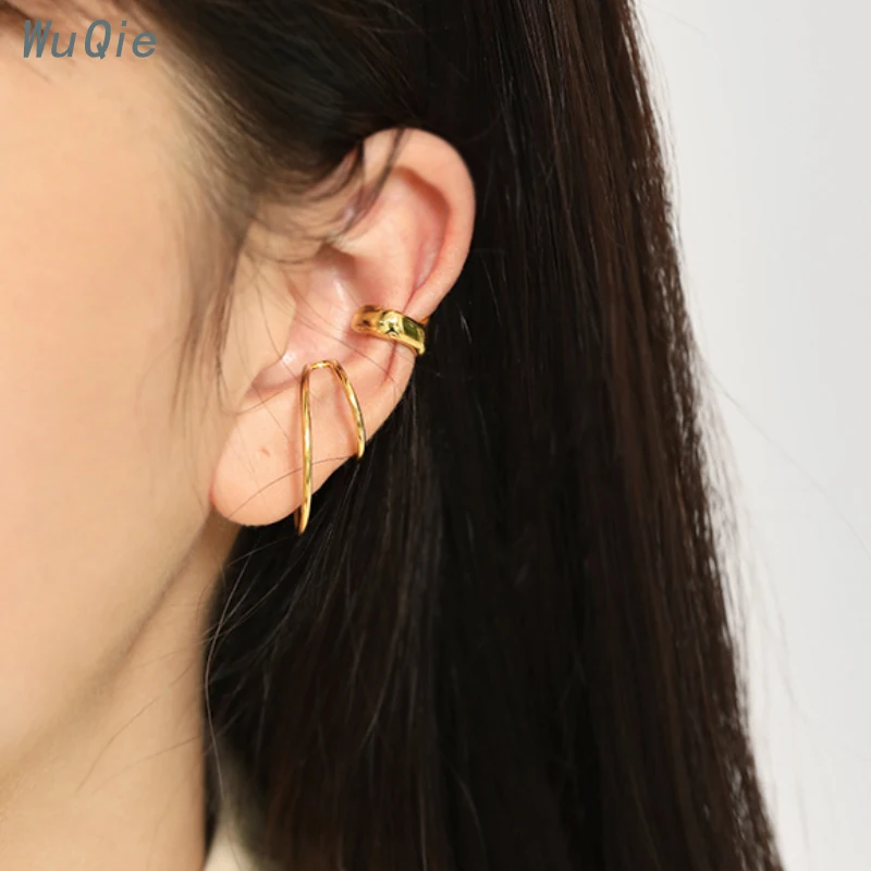 Wuqie 925 Silver Simple Irregular Ear Clip Earrings No Pierced Cuff Earring