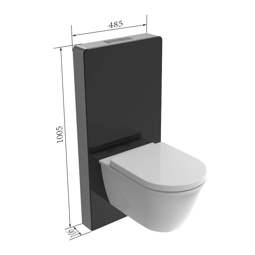 Sunten SH004G Concealed Cisterns Modern HDPE Toilet Tank with Aluminum Frame and Glass Cabinet for Bathrooms and Hotels