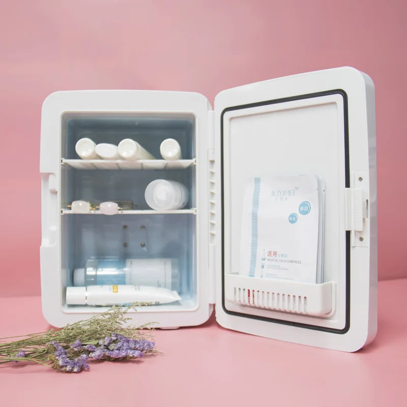 Дешевый портативный небольшой холодильник для макияжа 8L12L косметический косметики уход за кожей стеклянная дверь холодильника со светодиодным зеркалом