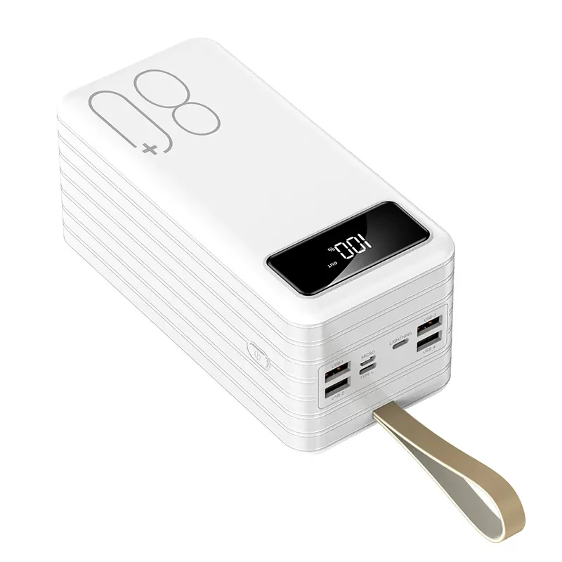 Large Capacity 80000mAh Portable Power Station, 5V2A 4 USB Output Multi-Port Power Bank, Built-in LED Light and Lanyard PB216