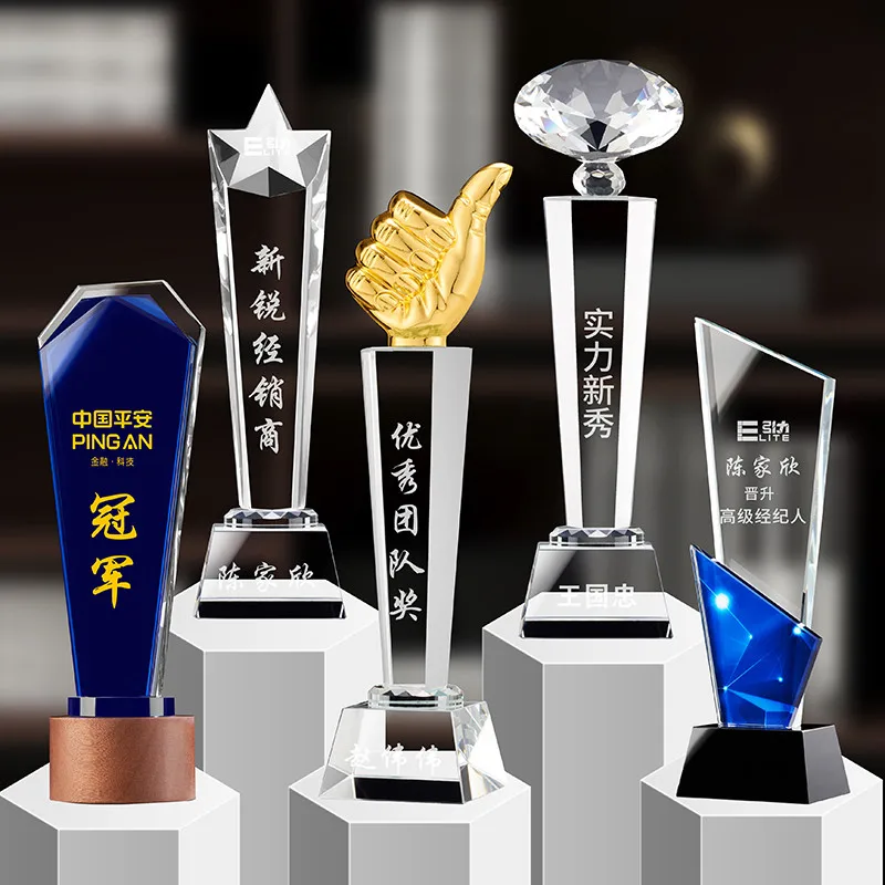 2025 New Style Crystal Glass Trophy Awards Metal and Acrylic Medal & Plaque UV Printing for Sports Events & Welcome Gifts