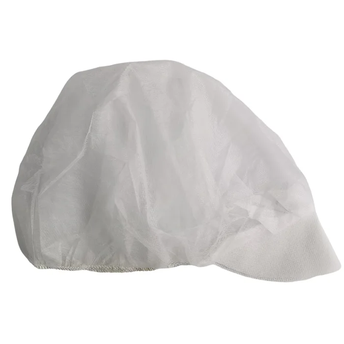 200 Disposable white peaked caps with snood suitable for Catering etc 