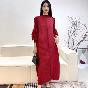 Pure Color Loose Long-sized Large-size Dress Manufacturer for Wholesale - Soga Pleated Dress