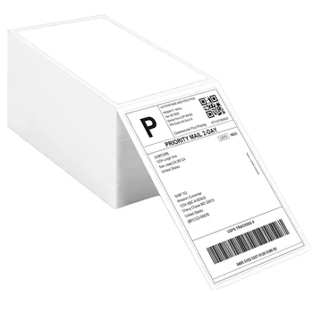 4x6 Inch Direct Thermal Labels, Fanfold Shipping Label for Thermal Printers 500 Labels Per Stack