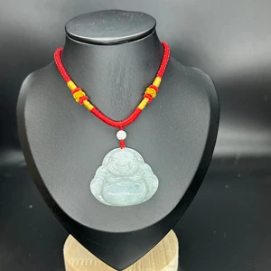 Natural Jade Buddha Statue Necklace Pendant Jade Maitreya Buddha Pendant