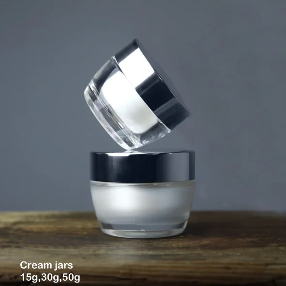 High-grade mushroom shape acrylic empty cream jar with aluminum cap 15g 30g 50g