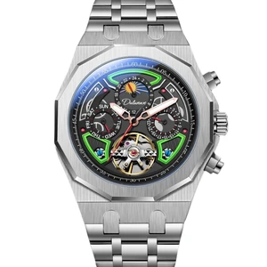 New Sports Waterproof Stainless Steel Fluorescent Silicone Watches Tourbillion Automatic Mechanical Watch Men Luxury