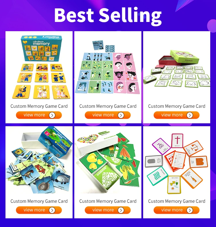 Custom Printed Kids Educational Memory English Alphabet Card Spanish