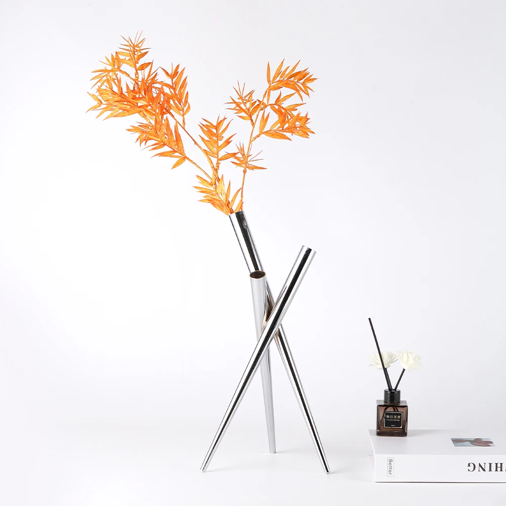 Simple Design Style Hotel Restaurant Room Decoration Metal Flower Vase