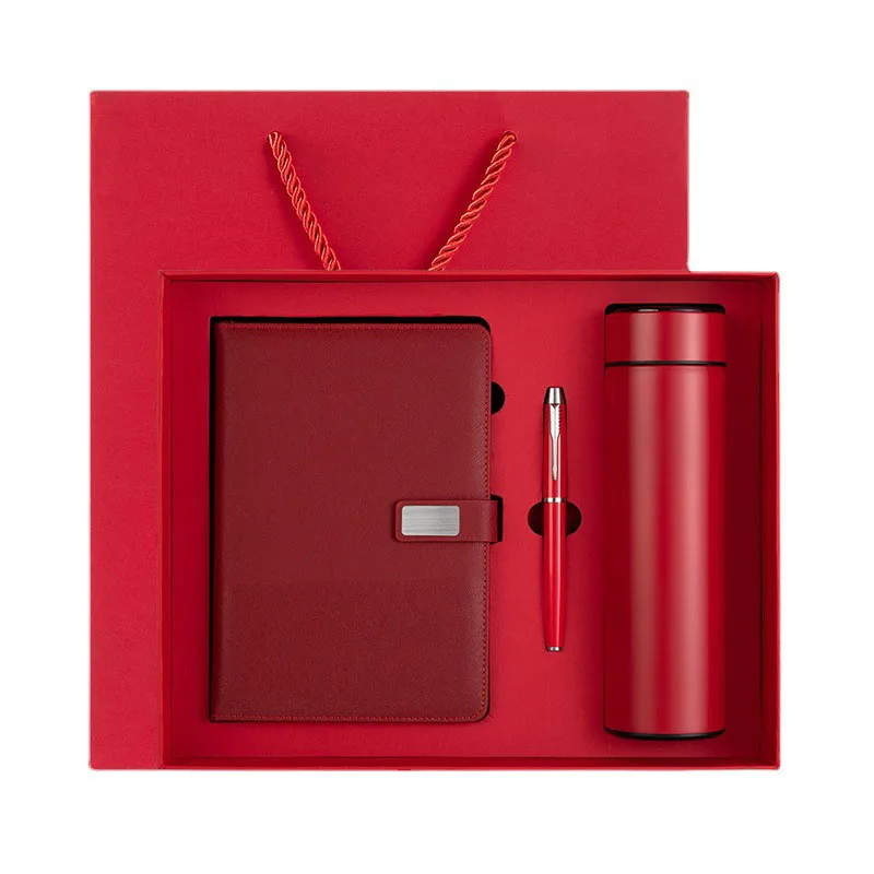 Customizable Corporate Leather Notebook Gift Set With Led Thermos Flask Custom logo Luxury Journal Promotional Gift Box With Pen