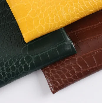 2024 White Crease Resistant 3D Crocodile Skin Embossing PVC Synthetic Leather Fabric for Making Purse Bag Wallet