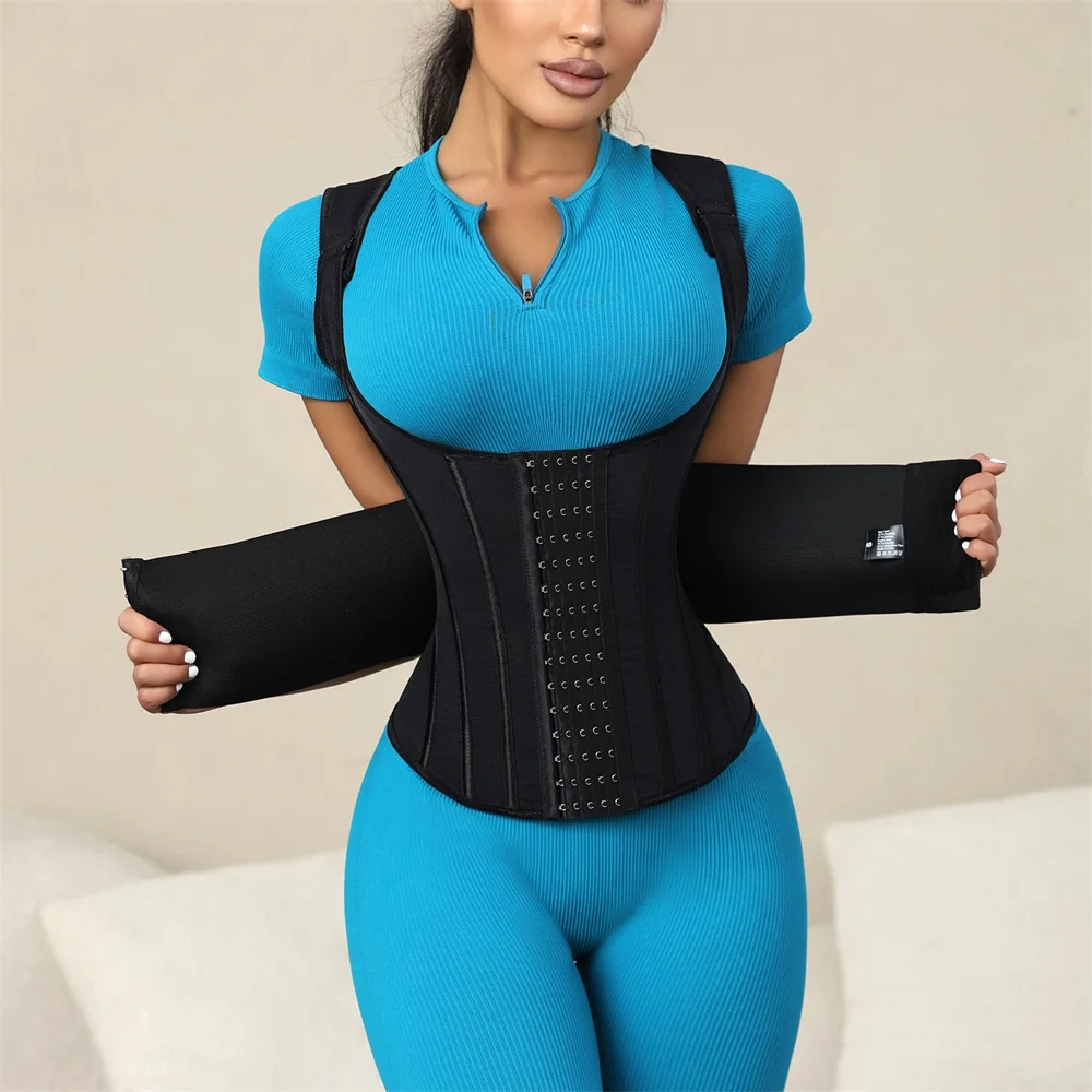 15 Steel Bone Extreme Tummy Control Shapewea Girdle Women'S Corset Entrenador De Cintura Latex Waist Trainer Korset Body Shaper factory