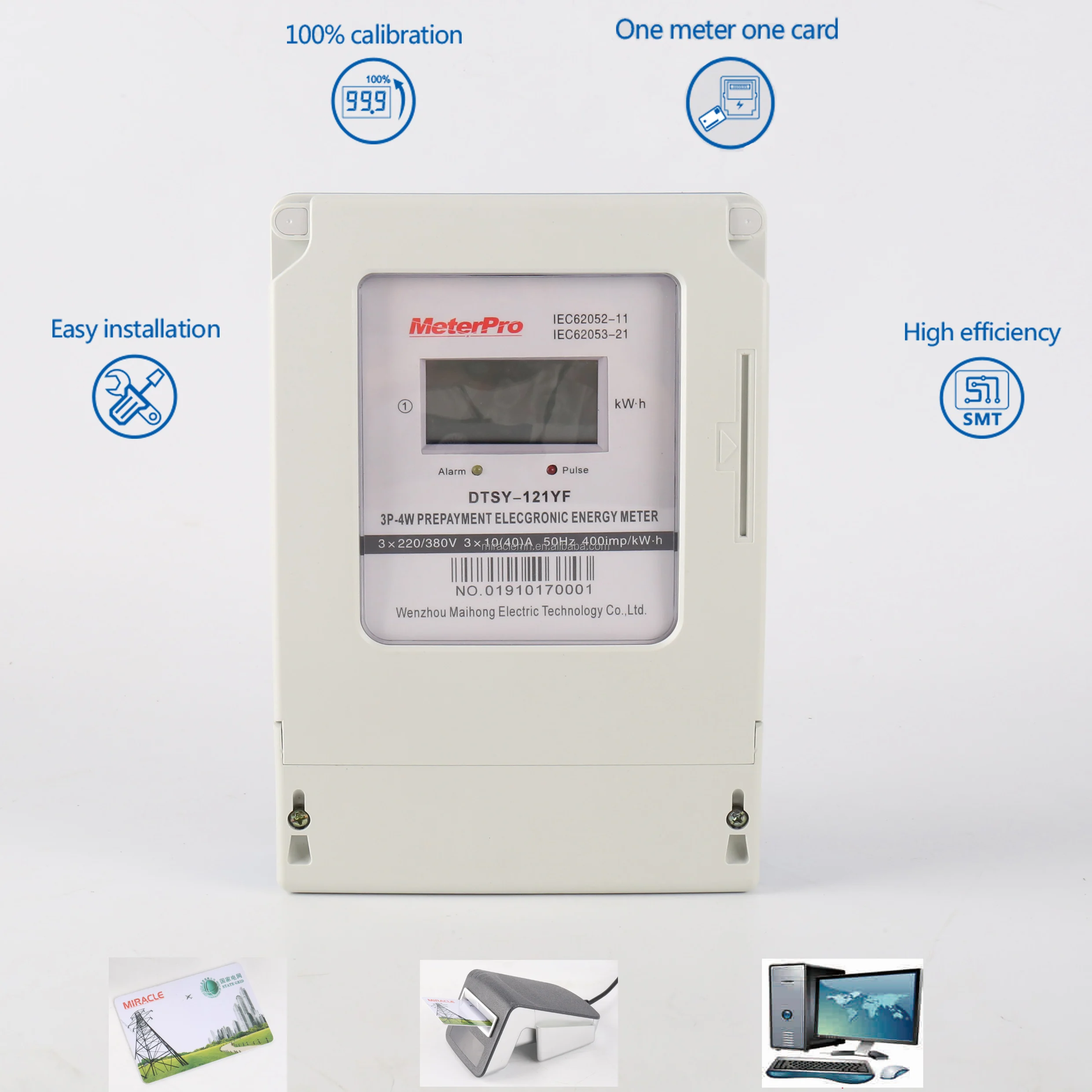 Three Phase Digital Prepayment Kwh Watt Hour Meter - Buy Prepaid Kwh ...