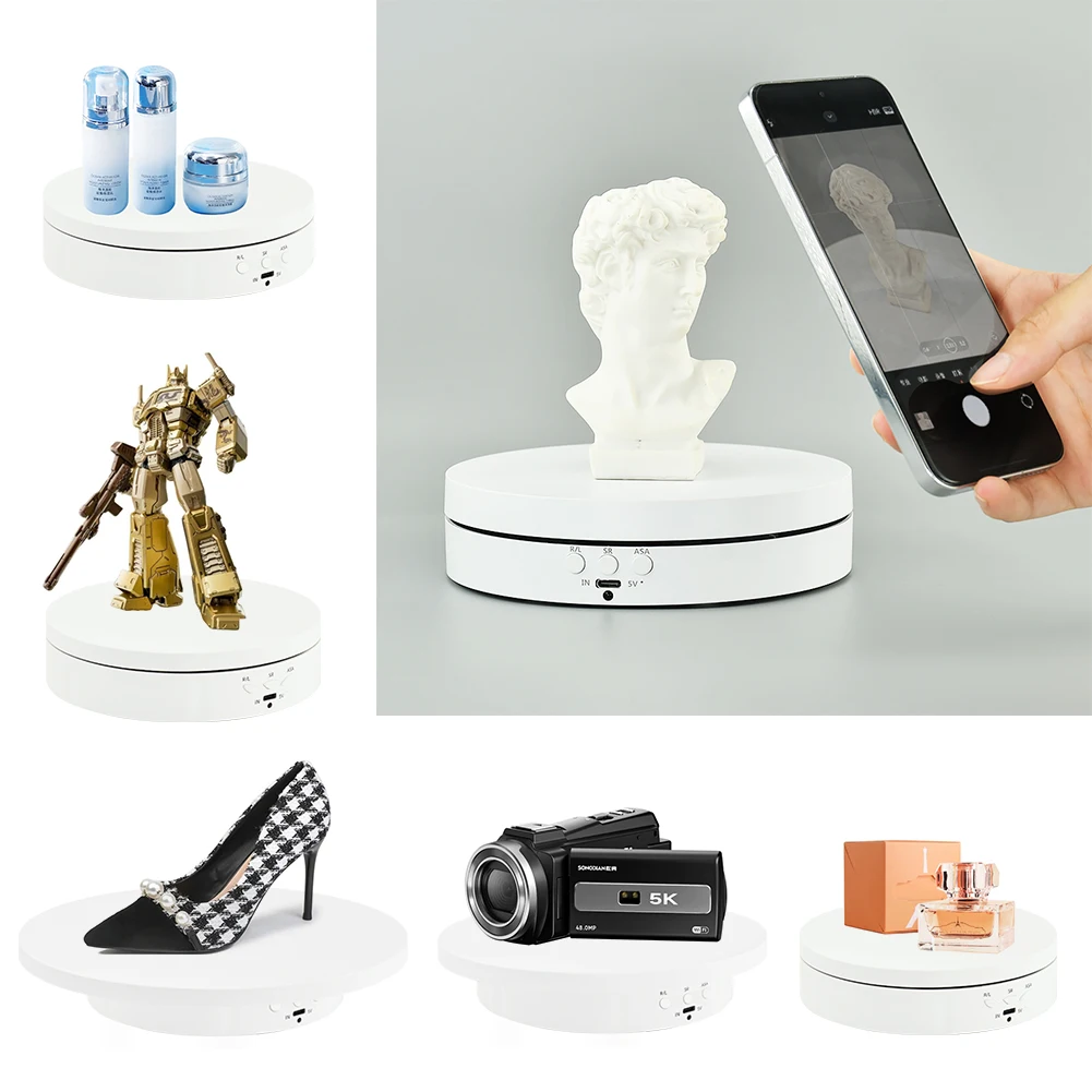 3 in 1 360 Degree Motorized Rotating Electric Turntable Jewelry Product Display Stand Photography Turntable for Advertising