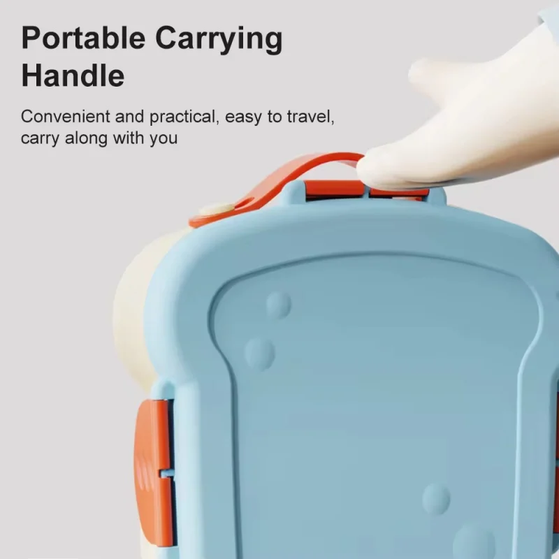 Portable 4 Compartment Tray School Lunchbox Cute Cartoon Design Microwave & Dishwasher Safe BPA Free