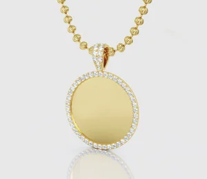 Fashion Minimalist Picture Pendant Gold Plated Round Picture Pendant Zircon Custom