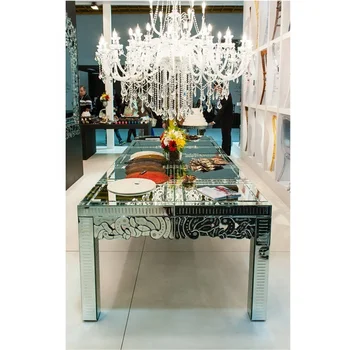 Modern Hot selling Large Venetian style All Handmade Long Glass Mirrored Dining tables for Dining room